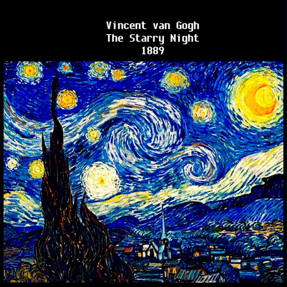 Abstract Art Tee, Black, Van Gogh Starry Night, S - Picture 6 of 6